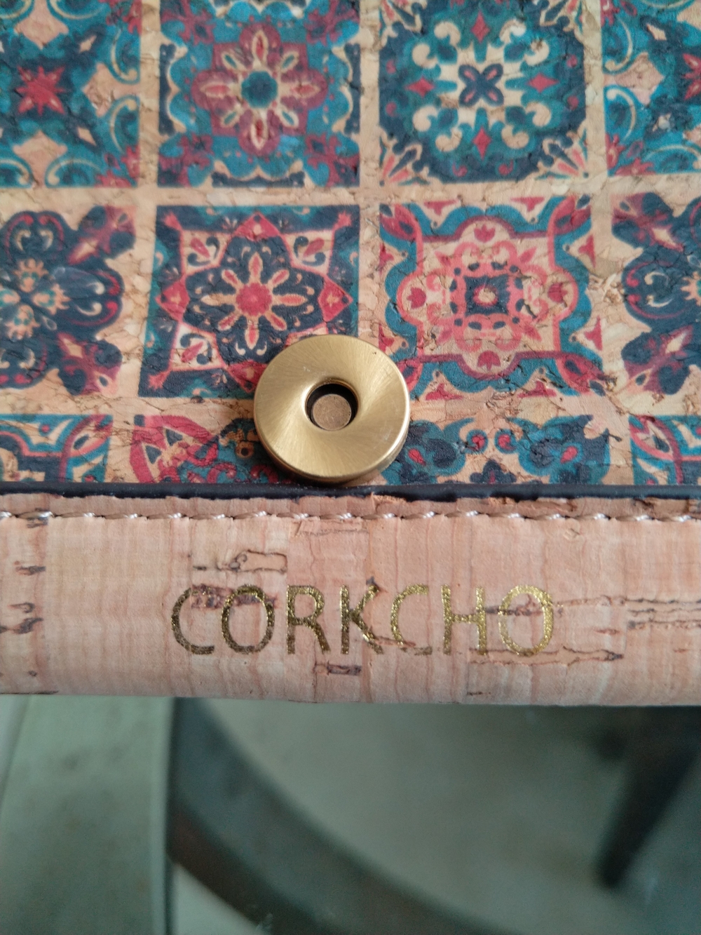 Tile-Print Cork Crossbody Bag in Tan and Multicolor - Picture 5 of 11